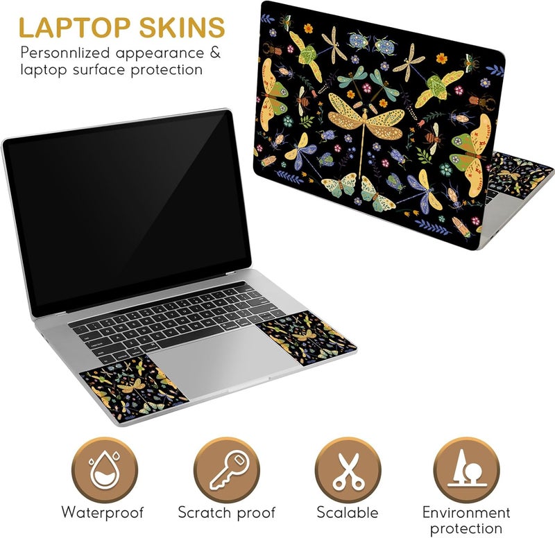 DINKY Laptop Skin Sticker Decal 15.6" 15.4" 12" 13" 13.3" 14" 15 inch Laptop Universal Vinyl Skin Stickers Cover Art Decal Notebook PC Personalized Protector, Black Dragonfly - Image 3